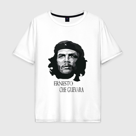 Мужская футболка хлопок Oversize с принтом Че Гевара черно белое в Петрозаводске, 100% хлопок | свободный крой, круглый ворот, “спинка” длиннее передней части | Тематика изображения на принте: 
