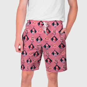 Мужские шорты 3D с принтом Розовая клеточка black pink в Петрозаводске,  полиэстер 100% | прямой крой, два кармана без застежек по бокам. Мягкая трикотажная резинка на поясе, внутри которой широкие завязки. Длина чуть выше колен | 