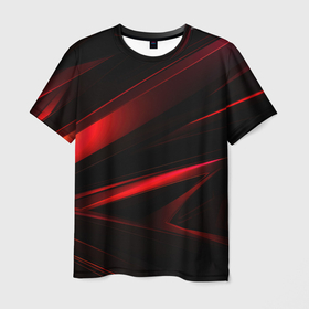 Мужская футболка 3D с принтом Black  and red в Петрозаводске, 100% полиэфир | прямой крой, круглый вырез горловины, длина до линии бедер | Тематика изображения на принте: 