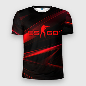 Мужская футболка 3D Slim с принтом CSGO  red  black logo в Белгороде, 100% полиэстер с улучшенными характеристиками | приталенный силуэт, круглая горловина, широкие плечи, сужается к линии бедра | Тематика изображения на принте: 