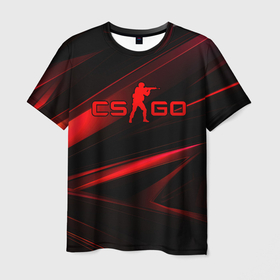 Мужская футболка 3D с принтом CSGO  red  black logo в Курске, 100% полиэфир | прямой крой, круглый вырез горловины, длина до линии бедер | 
