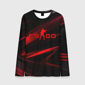 Мужской лонгслив 3D с принтом CSGO  red  black logo в Белгороде, 100% полиэстер | длинные рукава, круглый вырез горловины, полуприлегающий силуэт | Тематика изображения на принте: 