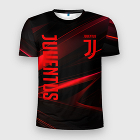 Мужская футболка 3D Slim с принтом Juventus black red logo в Тюмени, 100% полиэстер с улучшенными характеристиками | приталенный силуэт, круглая горловина, широкие плечи, сужается к линии бедра | 