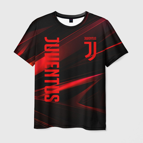 Мужская футболка 3D с принтом Juventus black red logo в Курске, 100% полиэфир | прямой крой, круглый вырез горловины, длина до линии бедер | 