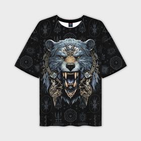 Мужская футболка oversize 3D с принтом Медведь викинг ,  |  | 