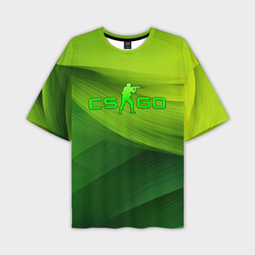 Мужская футболка oversize 3D с принтом CSGO   green logo в Белгороде,  |  | 