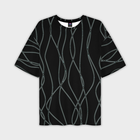 Мужская футболка oversize 3D с принтом Чёрный с кривыми линиями в Курске,  |  | 