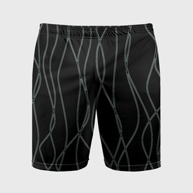 Мужские шорты спортивные с принтом Чёрный с кривыми линиями в Курске,  |  | 