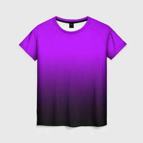 Женская футболка 3D с принтом Градиент фиолетово чёрный , 100% полиэфир ( синтетическое хлопкоподобное полотно) | прямой крой, круглый вырез горловины, длина до линии бедер | 