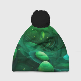 Шапка 3D c помпоном с принтом Зеленые выпуклые шары текстура в Тюмени, 100% полиэстер | универсальный размер, печать по всей поверхности изделия | 