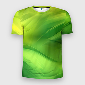 Мужская футболка 3D Slim с принтом Green lighting  background в Белгороде, 100% полиэстер с улучшенными характеристиками | приталенный силуэт, круглая горловина, широкие плечи, сужается к линии бедра | Тематика изображения на принте: 