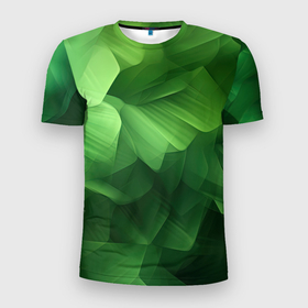 Мужская футболка 3D Slim с принтом Green lighting  background в Белгороде, 100% полиэстер с улучшенными характеристиками | приталенный силуэт, круглая горловина, широкие плечи, сужается к линии бедра | Тематика изображения на принте: 