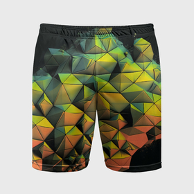 Мужские шорты спортивные с принтом Зеленая кубическая абстракция ,  |  | Тематика изображения на принте: 