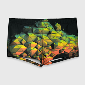 Мужские купальные плавки 3D с принтом Зеленая кубическая абстракция , Полиэстер 85%, Спандекс 15% |  | 