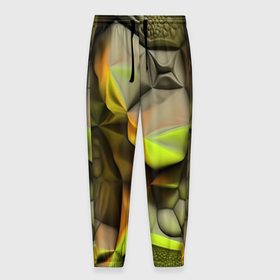 Мужские брюки 3D с принтом Зеленая объемная космическая текстура в Кировске, 100% полиэстер | манжеты по низу, эластичный пояс регулируется шнурком, по бокам два кармана без застежек, внутренняя часть кармана из мелкой сетки | 
