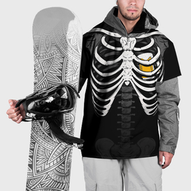 Накидка на куртку 3D с принтом Скелет: ребра и кружка пива в Кировске, 100% полиэстер |  | Тематика изображения на принте: 