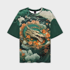 Мужская футболка oversize 3D с принтом Облачный дракон Irezumi ,  |  | 