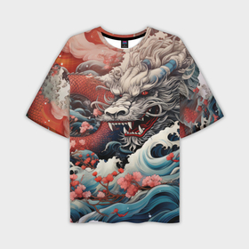 Мужская футболка oversize 3D с принтом Морской дракон Irezumi ,  |  | 