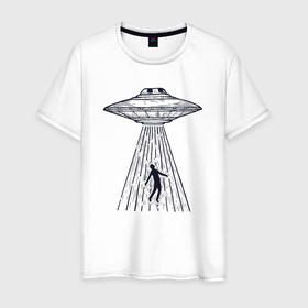 Мужская футболка хлопок с принтом Похищение пришельцами в Белгороде, 100% хлопок | прямой крой, круглый вырез горловины, длина до линии бедер, слегка спущенное плечо. | 