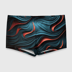 Мужские купальные плавки 3D с принтом Сине оранжевая абстрактная волна в Петрозаводске, Полиэстер 85%, Спандекс 15% |  | Тематика изображения на принте: 