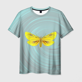 Мужская футболка 3D с принтом Желтая бабочка медведица в Тюмени, 100% полиэфир | прямой крой, круглый вырез горловины, длина до линии бедер | 