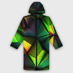 Мужской дождевик 3D с принтом Зеленые абстрактные  треугольники в Екатеринбурге,  |  | 