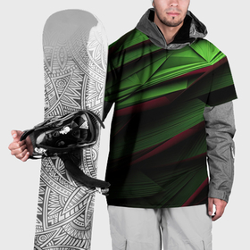 Накидка на куртку 3D с принтом Зеленые абстрактные полосы в Тюмени, 100% полиэстер |  | Тематика изображения на принте: 