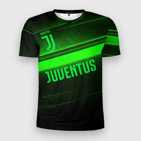 Мужская футболка 3D Slim с принтом Juventus green line в Тюмени, 100% полиэстер с улучшенными характеристиками | приталенный силуэт, круглая горловина, широкие плечи, сужается к линии бедра | 
