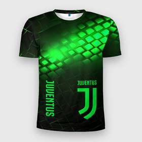 Мужская футболка 3D Slim с принтом Juventus green  logo neon в Тюмени, 100% полиэстер с улучшенными характеристиками | приталенный силуэт, круглая горловина, широкие плечи, сужается к линии бедра | 