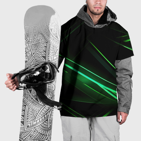 Накидка на куртку 3D с принтом Green lines  black backgrouns в Курске, 100% полиэстер |  | 