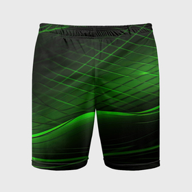 Мужские шорты спортивные с принтом Green  lines  black backgrouns в Екатеринбурге,  |  | 