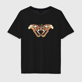Мужская футболка хлопок Oversize с принтом бабочка павлиний глаз в Санкт-Петербурге, 100% хлопок | свободный крой, круглый ворот, “спинка” длиннее передней части | 