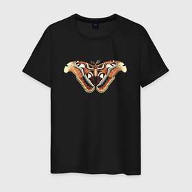 Мужская футболка хлопок с принтом бабочка павлиний глаз в Кировске, 100% хлопок | прямой крой, круглый вырез горловины, длина до линии бедер, слегка спущенное плечо. | 