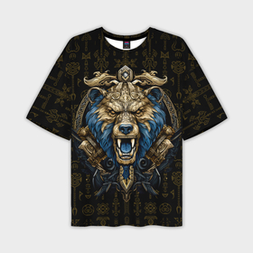 Мужская футболка oversize 3D с принтом Языческий скандинавский медведь в Тюмени,  |  | 