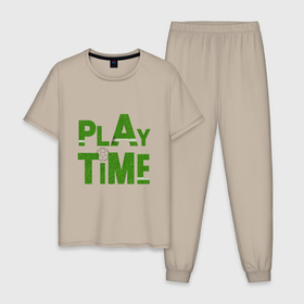 Мужская пижама хлопок с принтом Время играть в футбол в Курске, 100% хлопок | брюки и футболка прямого кроя, без карманов, на брюках мягкая резинка на поясе и по низу штанин
 | Тематика изображения на принте: 