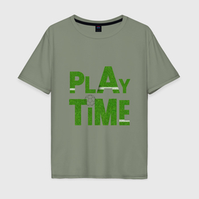 Мужская футболка хлопок Oversize с принтом Время играть в футбол в Курске, 100% хлопок | свободный крой, круглый ворот, “спинка” длиннее передней части | Тематика изображения на принте: 