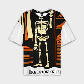 Мужская футболка oversize 3D с принтом Хэллоуин: скелет в шкафу в Тюмени,  |  | Тематика изображения на принте: 