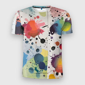 Мужская футболка 3D Slim с принтом Colorful blots   vogue   abstraction , 100% полиэстер с улучшенными характеристиками | приталенный силуэт, круглая горловина, широкие плечи, сужается к линии бедра | 