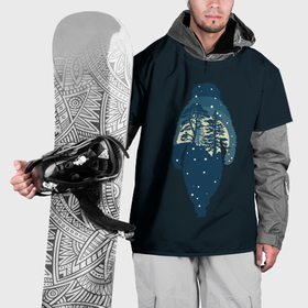 Накидка на куртку 3D с принтом Снежный человек и зимний лес , 100% полиэстер |  | Тематика изображения на принте: 