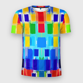 Мужская футболка 3D Slim с принтом Colorful strips   pop art   vogue в Белгороде, 100% полиэстер с улучшенными характеристиками | приталенный силуэт, круглая горловина, широкие плечи, сужается к линии бедра | 
