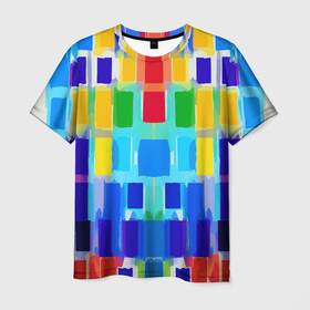 Мужская футболка 3D с принтом Colorful strips   pop art   vogue в Петрозаводске, 100% полиэфир | прямой крой, круглый вырез горловины, длина до линии бедер | 