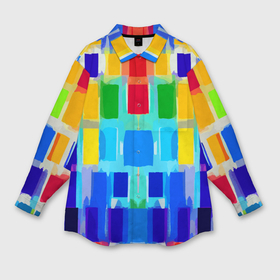 Женская рубашка oversize 3D с принтом Colorful strips   pop art   vogue в Петрозаводске,  |  | 