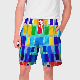 Мужские шорты 3D с принтом Colorful strips   pop art   vogue в Санкт-Петербурге,  полиэстер 100% | прямой крой, два кармана без застежек по бокам. Мягкая трикотажная резинка на поясе, внутри которой широкие завязки. Длина чуть выше колен | 