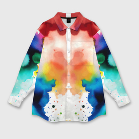 Женская рубашка oversize 3D с принтом Цветная монотипия   поп арт ,  |  | 