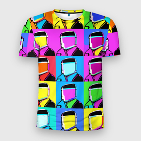 Мужская футболка 3D Slim с принтом Pop art   abstraction   vogue в Белгороде, 100% полиэстер с улучшенными характеристиками | приталенный силуэт, круглая горловина, широкие плечи, сужается к линии бедра | Тематика изображения на принте: 