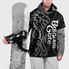 Накидка на куртку 3D с принтом Балдурс гейт 3   черный дракон в Кировске, 100% полиэстер |  | 