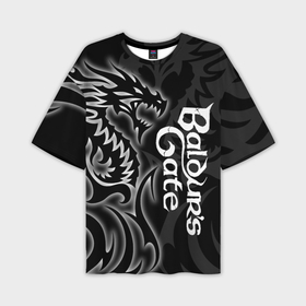 Мужская футболка oversize 3D с принтом Балдурс гейт 3   черный дракон в Кировске,  |  | 
