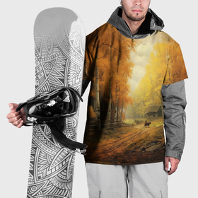 Накидка на куртку 3D с принтом Осень в деревне , 100% полиэстер |  | 