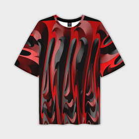 Мужская футболка oversize 3D с принтом Пластик красно черный в Кировске,  |  | Тематика изображения на принте: 