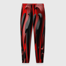 Мужские брюки 3D с принтом Пластик красно черный в Екатеринбурге, 100% полиэстер | манжеты по низу, эластичный пояс регулируется шнурком, по бокам два кармана без застежек, внутренняя часть кармана из мелкой сетки | 